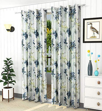Decoscapes Exclusive 5D Digital Floral Printed Polyester Curtains for Door 7 Feet, Pack of 2 (Grey, Door 7 Feet) - Home Decor Lo