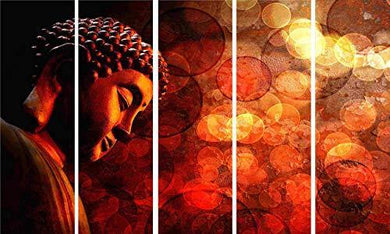 Kyara Arts Wooden Multiple Frames Beautiful Buddha Wall Framed Digital Painting for Bedroom, Office, Hotels, Living and Drawing Room (50inch x 30inch) - Home Decor Lo