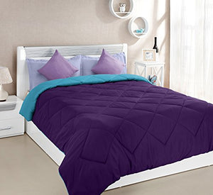 Amazon Brand - Solimo Microfibre Reversible Comforter, Double (Deep Purple and Ocean Blue, 200 GSM) - Home Decor Lo