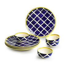 Load image into Gallery viewer, ExclusiveLane &#39;Moroccan Handpainted&#39; Ceramic Plates for Dinner Ceramic Dinner Plates with Katoris (8 Pieces, Serving for 4, Dishwasher &amp; Microwave Safe) -Dinner Sets Ceramic Bowls Set Dinnerware Sets - Home Decor Lo