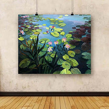 Load image into Gallery viewer, Pitaara Box Colorful Pond With Beautiful Lotus Flowers Unframed Canvas Painting 38 X 31Inch - Home Decor Lo