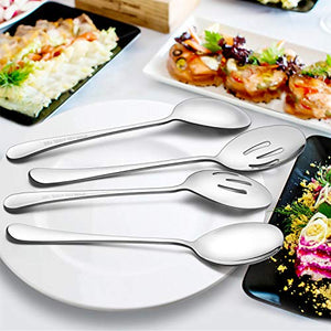 LIANYU Large Serving Spoon x 3, Slotted Serving Spoon x 3, 9.8 Inch Stainless Steel Buffet Restaurant Dinner Serving Spoons Set, Catering Serving Utensils for Party Banquet, Dishwasher Safe - Home Decor Lo