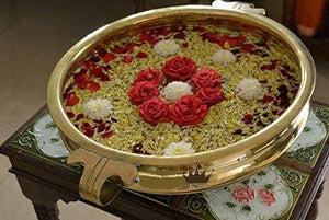 A.H Royal Decorative Brass Embosed Flower Design Urli Bowl Home & Living Room Decor Center Showpiece for Diwali Gift (Size - 6x6 inch Diameter) - Home Decor Lo