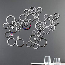 Load image into Gallery viewer, Bikri Kendra - Ring and dots 44 Silver - 3D Acrylic Decorative Mirror Wall Stickers - Home Decor Lo