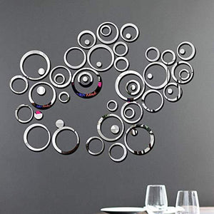 Bikri Kendra - Ring and dots 44 Silver - 3D Acrylic Decorative Mirror Wall Stickers - Home Decor Lo