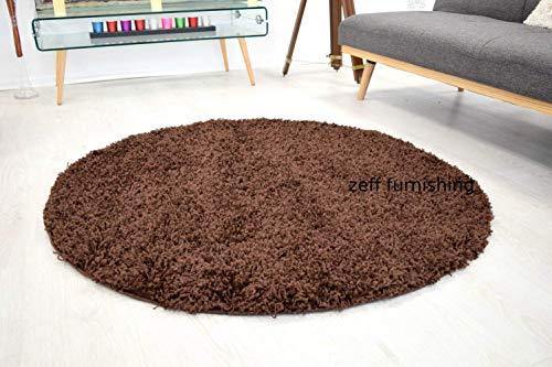 ZEFF FURNISHING Geometric Traditional Round Area Rug (Chocolate, Polyester, 2 x 2 Feet) - Home Decor Lo