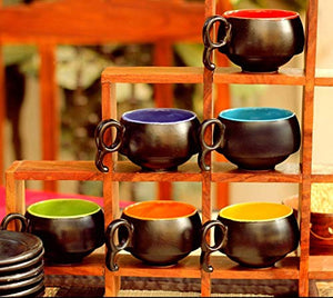 Lasaki Cup and Saucer Ceramic Tea Cups Saucer Set with Plates Mugs Serving Pieces, (Multicolour)- (Set of 6) - Home Decor Lo