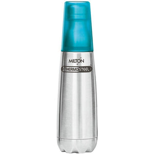 Milton Vertex-1000 Thermosteel Water Bottle with Blue Cap, 1 Litre, Silver - Home Decor Lo