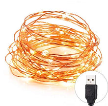 Load image into Gallery viewer, Quace Copper String Led Light 10M 100 LED USB Operated Wire Decorative Fairy Lights Diwali Christmas Festival - Warm White - Home Decor Lo
