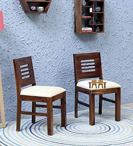 Shree Jeen Mata Enterprises Solid Sheesham Wood Dining Chairs for Home and Office | Teak Finish | Set of 2 - Home Decor Lo