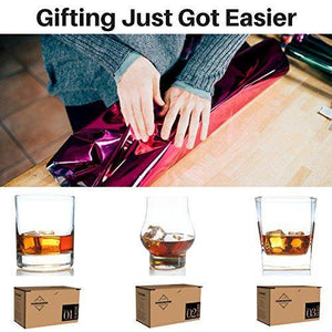 Taylor'd Milestones Scotch Glasses, 10.5 oz Premium Whiskey Glass Set Includes 2 Square Base Rocks Tumblers, Excellent for Bourbon & Old Fashioned Cocktails. Perfect for Gift Giving and Home Barware. - Home Decor Lo