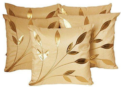 Czar Home Cream Beige Golden Cushion Covers 16X16 Set of 5 - Home Decor Lo