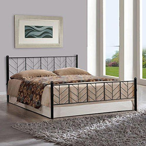 FurnitureKraft Lisbon Queen Size Metal Bed (Mild Steel - Black) - Home Decor Lo