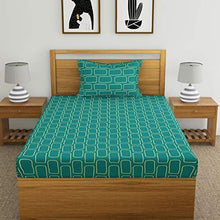 Load image into Gallery viewer, Home Ecstasy 100% Cotton bedsheets for Single Bed Cotton, 140tc Geometric Green Single bedsheet with Pillow Cover (4.8ft x 7.3ft) - Home Decor Lo