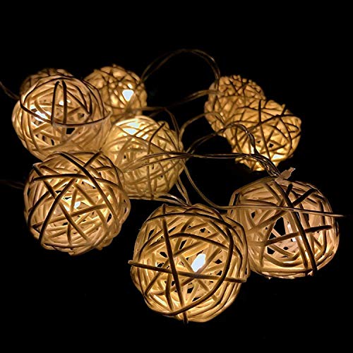 9.8 Feet 20 Rattan Ball Fairy String Lights Plug in, Flexible Romantic Warm Lighting for Home Decor (Warm White 9.8 Feet 20 Rattan Ball Fairy String Lights Plug in, Flexible Romantic Warm Lighting for Home Decor (Warm White