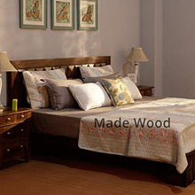 Load image into Gallery viewer, Made Wood Pipercrafts Prism Solid Sheesham Wooden King Size Bed (Light Walnut) - Home Decor Lo