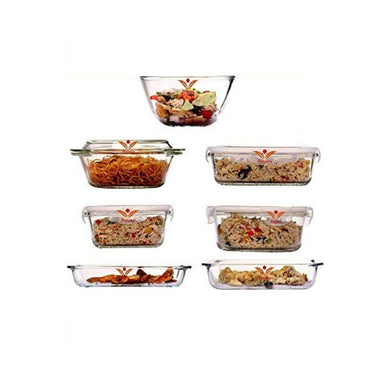 Femora Microwave Borosilicate Glass Kitchen Set (White) - Home Decor Lo