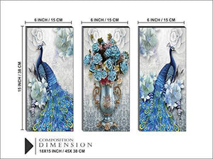 SAF 6MM Peacock Design UV Coated Multi-Effect Panel Painting 15 inch X 18 inch - Home Decor Lo