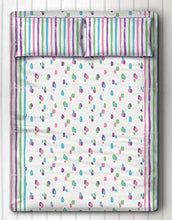 Load image into Gallery viewer, Silverlinen Dots and Stripes 100% Cotton 225 TC Double Bedsheet for Kids Room for Girls with Two Pillow Covers - Cotton Candy - Home Decor Lo