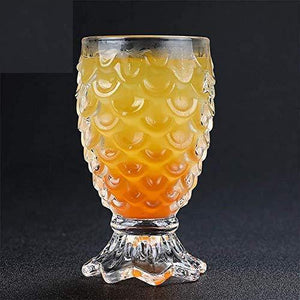 VACHHRAJ Glassware Crystal Clear Pineapple Shaped Juice Glass Set of 6 Pieces, 150 ml Each - Home Decor Lo