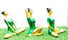 Load image into Gallery viewer, Set of 3 Yoga Posture Lady Statue Figurine for Home Decor Items | Statue for Gift | Handicraft Items in Showpieces &amp; Figurines | Decorative Items for Room in Racks &amp; Shelves-Green Glossy - Home Decor Lo