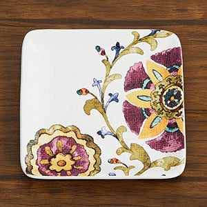 Home Centre Alora-Fiore Floral Print Square-Shaped Appetizer Plate - Multicolour - Home Decor Lo