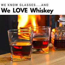 Load image into Gallery viewer, Taylor&#39;d Milestones Scotch Glasses, 10.5 oz Premium Whiskey Glass Set Includes 2 Square Base Rocks Tumblers, Excellent for Bourbon &amp; Old Fashioned Cocktails. Perfect for Gift Giving and Home Barware. - Home Decor Lo