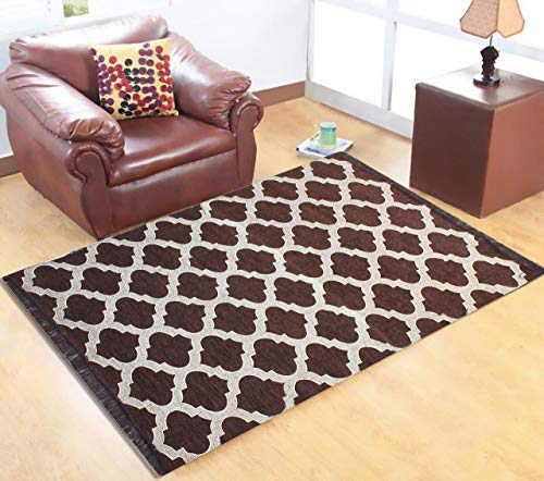 Sparrow World™ 5D Designer Superfine Exclusive Velvet Carpet | Rug | Living Room | Bedroom | Hall | School | Temple | Bedside Runner | 5 Feet x 7 Feet | - Coffee - Home Decor Lo