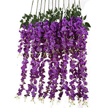 Load image into Gallery viewer, Artificial Silk Wisteria Vine Rattan Garland Fake Hanging Flower Party Home Garden Outdoor Ceremony Floral Decor,3.18 Feet, 6 Pieces (Purpule-2) - Home Decor Lo