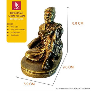 SHB ART CREATION Shivaji Maharaj Sitting Idol (Antique Gold) - Home Decor Lo