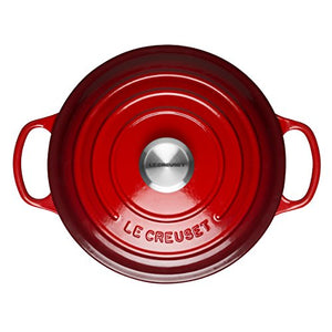 Le Creuset Signature Cast Iron Round Casserole, 28 cm - Cerise - Home Decor Lo