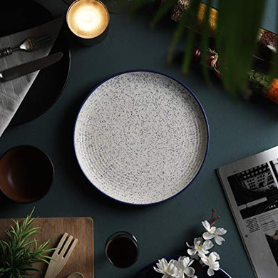 Tatvam Homes Handmade Light Orchid Organic Ceramic Full Dinner Plates(10 inches, Set of 6) - Home Decor Lo