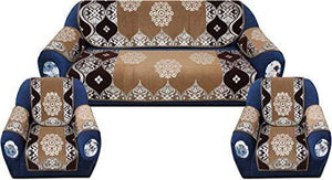 KK Home Store Decor Valvet Sofa Cover Cloth 3+2 Seater with Arms Cover (Golden) - Set of 16 Piece - Home Decor Lo
