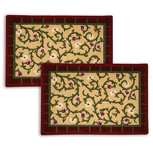 Floor Art Doormat Loop Pile Anti-Skid Bath Mat, Design Door mat for Home Size 22" X15" Inch Pack of 2 (Cream Brown) - Home Decor Lo