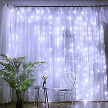 Load image into Gallery viewer, CITRA 240 LED 9.8Feet Curtain Lights Icicle Lights Fairy String Lights with 8 Modes for Wedding Party Family Patio Lawn Decoration - Cool White - Home Decor Lo