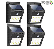 Load image into Gallery viewer, Groeien® Waterproof Bright Solar Wireless Security Motion Sensor 20 LED Night Light for Outdoor/Garden Wall (Black)(pack of 4) - Home Decor Lo