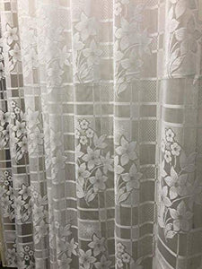 Galaxy Home Decor Sheer Transparent Net Curtains for Window 5 Feet, Pack of 2, White (White (Flower), Window 5 Feet (2Pc)) - Home Decor Lo