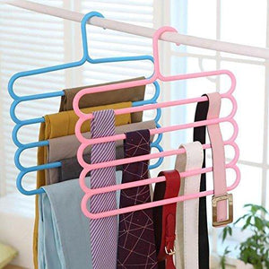 INOVERA (LABEL) 5 Layer Pants Clothes Hanger Wardrobe Storage Organiser Rack (Set of 6), 32l x 1b x 33h cm (Assorted Colour) - Home Decor Lo