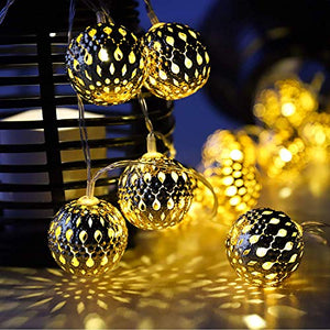 RAAJAOUTLETS 30LED Moroccan Metal Fairy String Lights Christmas Tree and Diwali Party Hanging Light for Festival Indoor Outdoor Decorations(Pack of 1) - Home Decor Lo