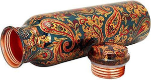Ayurveda Copper™ |Copper Modern Art Printed and Matt Finish Antique Yoga Water Bottle (Design 18) - Home Decor Lo