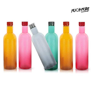 MUCH-MORE 6 Plastic Fridge Bottles Set 1 Liter Turtle Design with Complimentary Knife (Multicolor WB-08) - Home Decor Lo