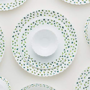 Larah by Borosil Sage Silk Series Opalware Dinner Set, 19 Pieces, White - Home Decor Lo