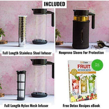 Load image into Gallery viewer, InstaCuppa Borosilicate Glass Infuser Water Pitcher 1300 ML, Idle for Cold Brew Coffee, Fruit Infusion and Iced Tea Pot, Includes Steel &amp; Mesh Infusion Units, Protective Sleeve, Recipes eBook - Home Decor Lo