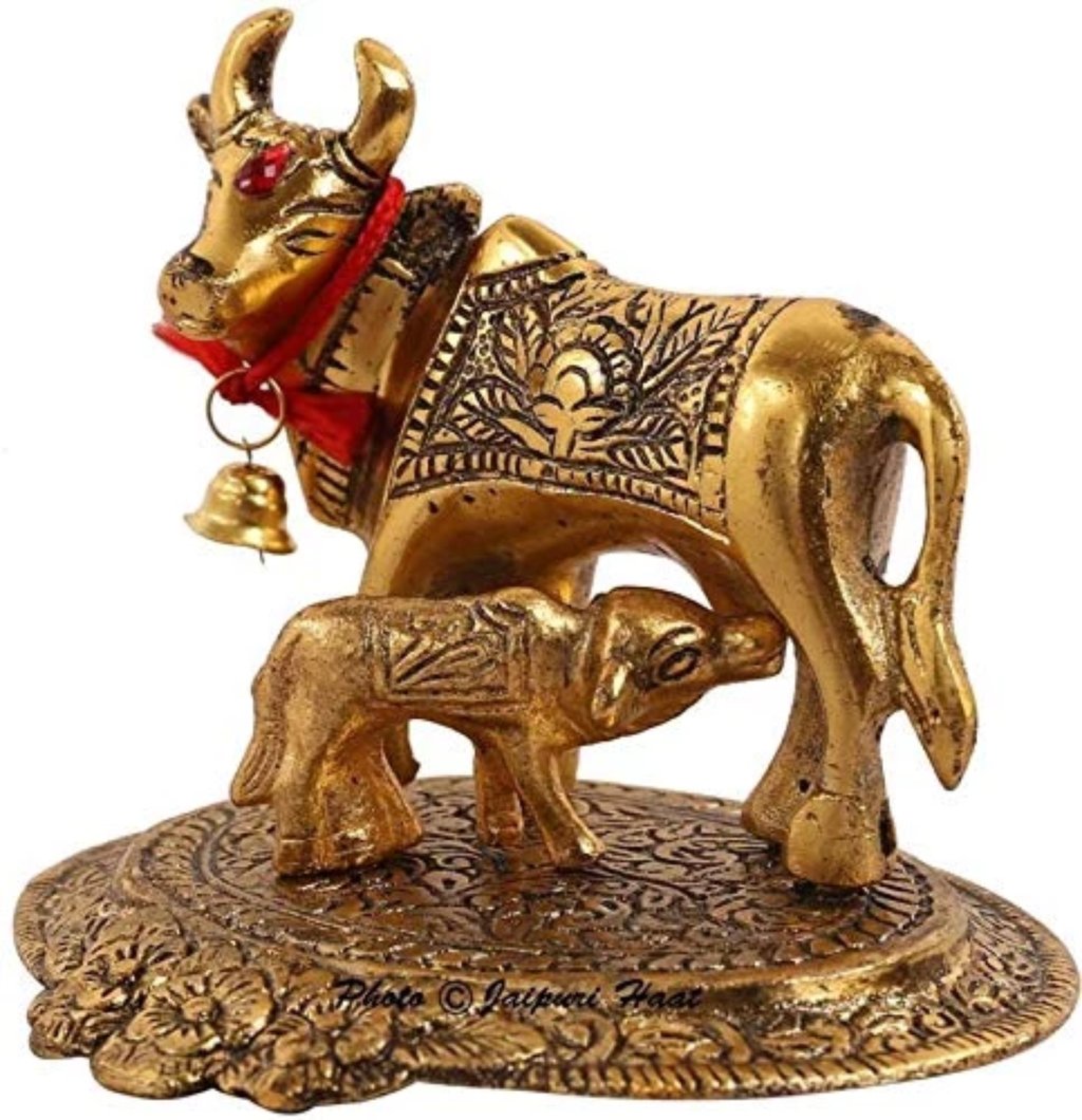 Kamdhenu Cow and Calf Figurine Decorative Item-Home Decor Lo