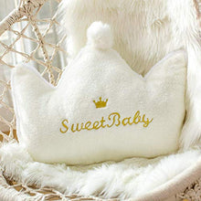 Load image into Gallery viewer, Peach Cuddle Cute Crown Shaped Cot Cushion for Kids Room and Nursery (Pack of 1 , Sweet Baby) Living Room , Bedroom , Luxury Furnishing for Kids Room , Fluffy Fur Cushion - Home Decor Lo