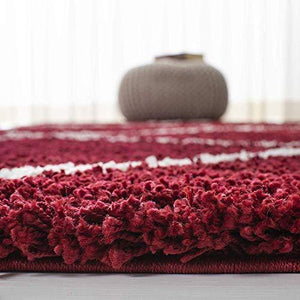 OM Carpet Super Modern Shag, Silky Smooth Rugs Fluffy Rugs Anti-Skid Shaggy Carpet for Home, Living Room, Drawing Room, Main Hall, Carpet for Bed Room (Red + Ivory, 5X7 ft) - Home Decor Lo