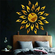 Load image into Gallery viewer, Wall1ders Atulya Arts 3D Acrylic Sun Flame Mirror Decorative Wall Stickers with Extra 10 Butterfly Sticker,(45cm X 45cm)(Gold) - Pack of 25 - Home Decor Lo