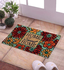 SWHF Coir Door Mat with Anti Skid Rubberized Backing: Multi (Home Sweet Home) - Home Decor Lo