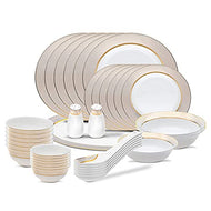 NEVINE Posh Collection Golden Series Light Weight Bone China Dinner Set of 36 Pieces Lighter Thinner Superior Quality |Design 2