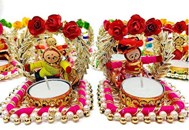 Rajotia Craft's Rajasthani Dolls Jharokha Tealight Candle Holder/Diwali Diya for Home Decor/Diwali Gift/Diwali Decoration/Corporate Gift for Diwali (1 Pair)(2 Candle Holders) - Home Decor Lo